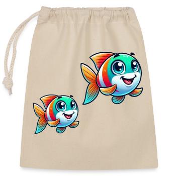 Bande dessinée de poisson - Sac cadeau en coton avec cordon (25 x 30 cm) - nature - Devant