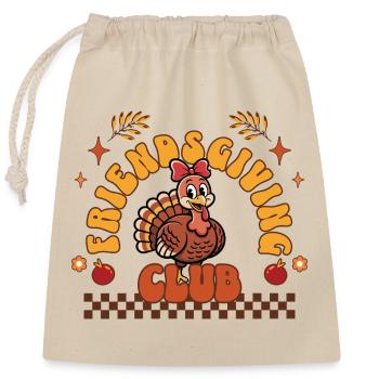 Friendsgiving Club - Retro Fall Turkey Friends - Closable cotton gift bag (25x30cm) - nature - Front