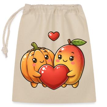 Câlins Sucrés de Citrouille et Pêche - Sac cadeau en coton avec cordon (25 x 30 cm) - nature - Devant