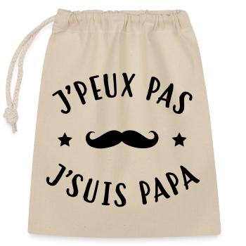Papa - Fête des Pères - Anniversaire - Bébé - Closable cotton gift bag (25x30cm) - nature - Front