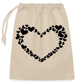 Conception de coeur avec petits coeurs - Sac cadeau en coton avec cordon (25 x 30 cm) - nature - Devant