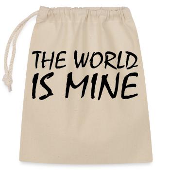 THE WORLD IS MINE - Verschließbarer Geschenkbeutel aus Baumwolle (25x30cm) - Natur - Vorne