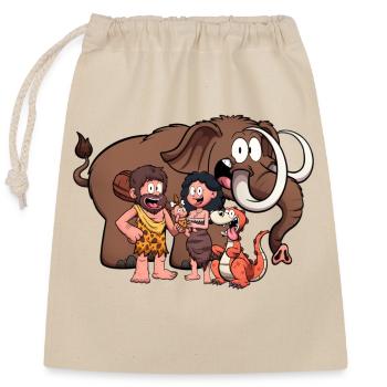 Cavemen Family - Closable cotton gift bag (25x30cm) - nature - Front