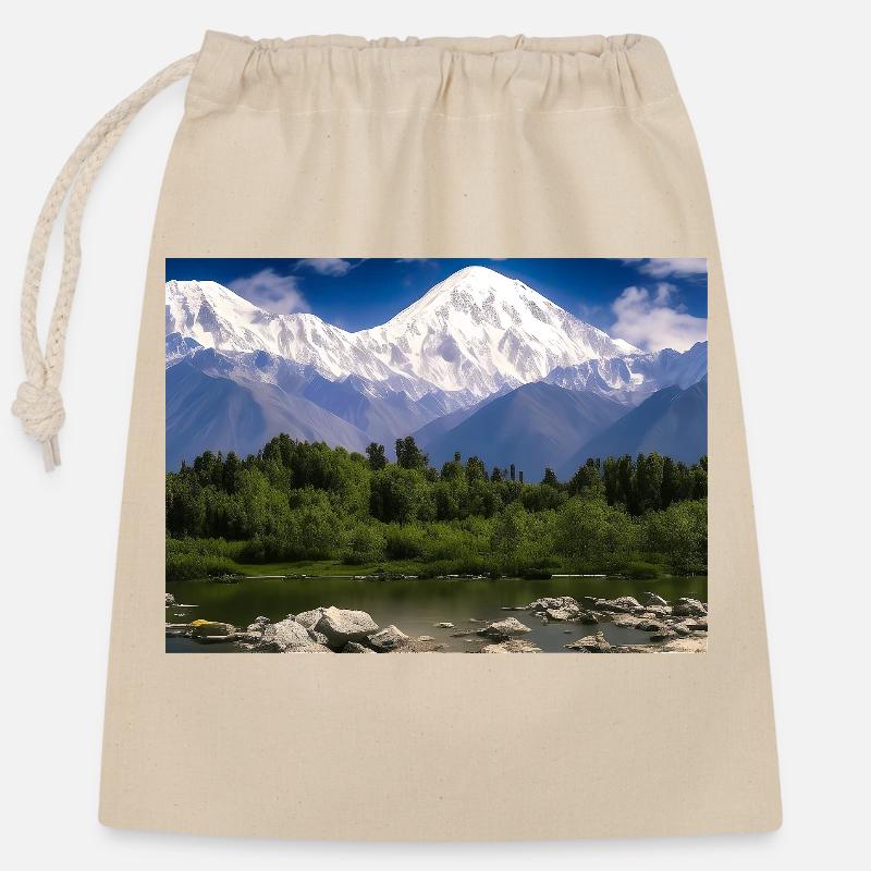 Nanga Parbat et environs - Sac cadeau en coton avec cordon (25 x 30 cm) - nature