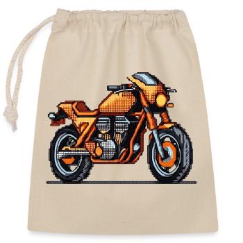 Motorcycle as racing machine in 16-bit - Closable cotton gift bag (25x30cm) - nature - Front