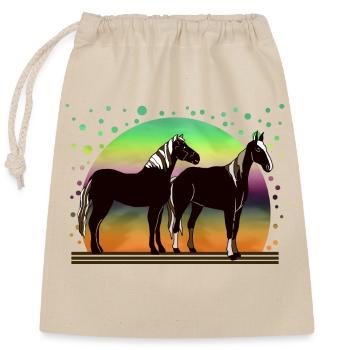 Horses - Closable cotton gift bag (25x30cm) - nature - Front