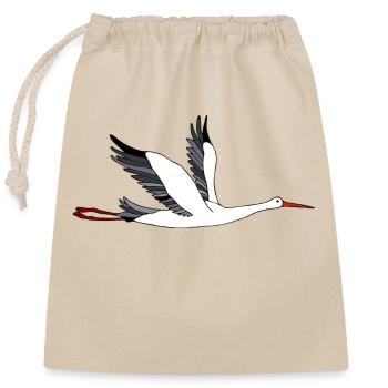 Storch - Verschließbarer Geschenkbeutel aus Baumwolle (25x30cm) - Natur - Vorne