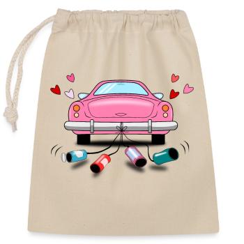Wedding Car Pink Wedding - Closable cotton gift bag (25x30cm) - nature - Front