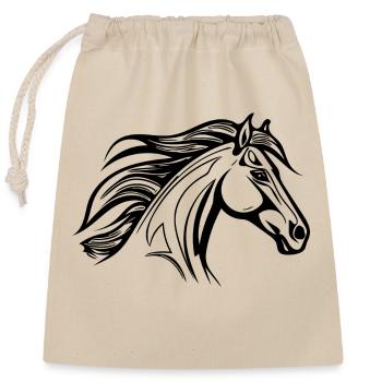 Rugged horse with mane equestrian stallion - Closable cotton gift bag (25x30cm) - nature - Front