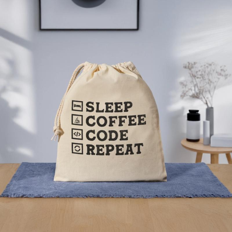 Café Codage Programmeur Codeur Développeur Nerd Coff Sac cadeau en coton avec cordon (25 x 30 cm)