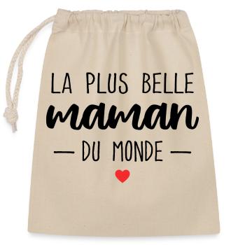 La Plus Belle Du Monde Cadeau Maman - Sac cadeau en coton avec cordon (25 x 30 cm) - nature - Devant