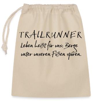 Trailrunner Spruch Leben - Verschließbarer Geschenkbeutel aus Baumwolle (25x30cm) - Natur - Vorne