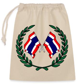 Drapeaux de la Thaïlande en couronne de laurier - Sac cadeau en coton avec cordon (25 x 30 cm) - nature - Devant