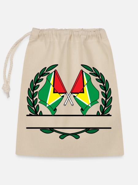 Flaggen Guyana-Lorbeerkranz-Banner - Verschließbarer Geschenkbeutel aus Baumwolle (25x30cm) - Natur