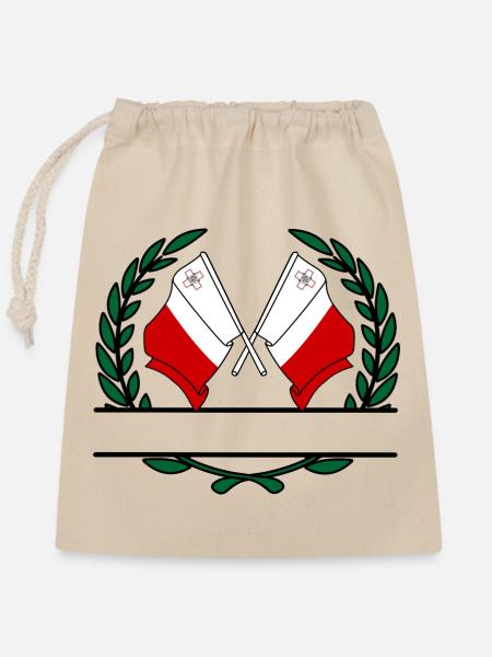 Flaggen Malta Lorbeerkranz Banner - Verschließbarer Geschenkbeutel aus Baumwolle (25x30cm) - Natur