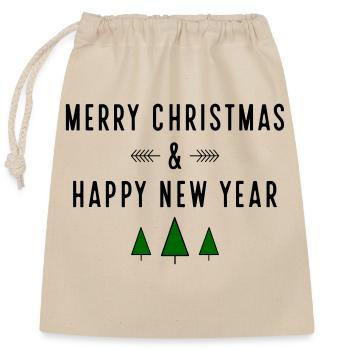 Merry Christmas - Verschließbarer Geschenkbeutel aus Baumwolle (25x30cm) - Natur - Vorne