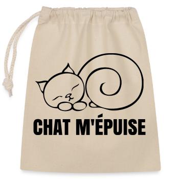 Cat Exhausts Me - Chat Humour - Closable cotton gift bag (25x30cm) - nature - Front