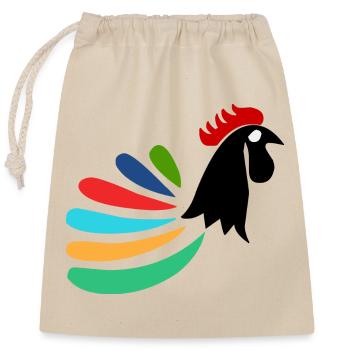 COQ. CHEVAL. POULE. COQ. ANIMAL. OISEAU. LICORNE. - Sac cadeau en coton avec cordon (25 x 30 cm) - nature - Devant
