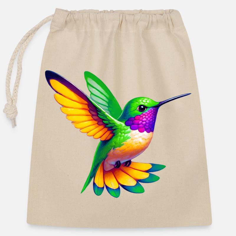 Kolibri - Verschließbarer Geschenkbeutel aus Baumwolle (25x30cm) - Natur