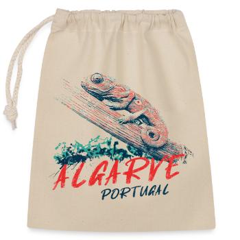 Colorful illustration of an Algarve Chameleon - Closable cotton gift bag (25x30cm) - nature - Front
