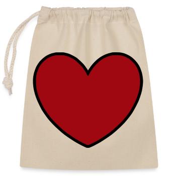 Cadeau rouge de la Saint-Valentin - Sac cadeau en coton avec cordon (25 x 30 cm) - nature - Devant