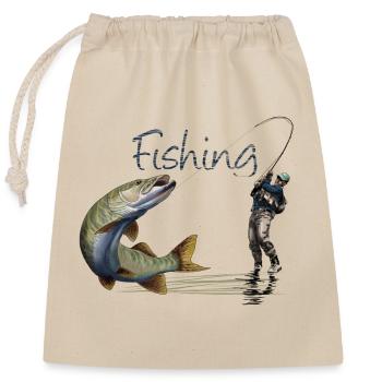 Fishing - Verschließbarer Geschenkbeutel aus Baumwolle (25x30cm) - Natur - Vorne