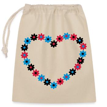 Un cœur de fleurs - Sac cadeau en coton avec cordon (25 x 30 cm) - nature - Devant