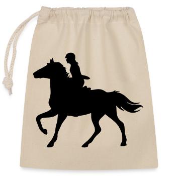 Horses, horse, riding,pony, cowboy, trot, Gallop - Closable cotton gift bag (25x30cm) - nature - Front