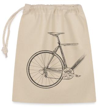 racing bike - Closable cotton gift bag (25x30cm) - nature - Front