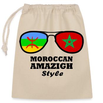 Marokko Amazigh Flagge - Brille - Verschließbarer Geschenkbeutel aus Baumwolle (25x30cm) - Natur - Vorne