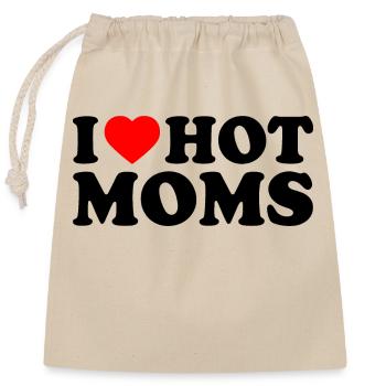I love hot moms - Verschließbarer Geschenkbeutel aus Baumwolle (25x30cm) - Natur - Vorne