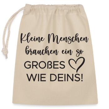Lehrer Herz - Verschließbarer Geschenkbeutel aus Baumwolle (25x30cm) - Natur - Vorne