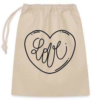 Love mon coeur - Sac cadeau en coton avec cordon (25 x 30 cm) - nature - Devant