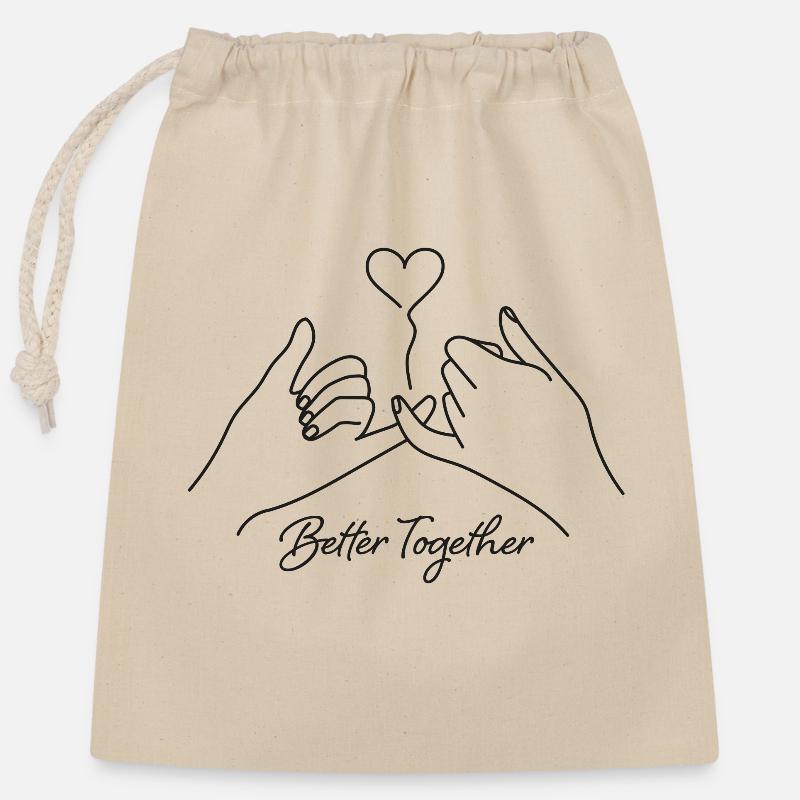 Better Together - Closable cotton gift bag (25x30cm) - nature