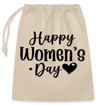 Happy Women's Day - Closable cotton gift bag (25x30cm) - nature - Front