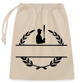 Baseball-Hitter im Lorbeerkranz-Monogramm - Verschließbarer Geschenkbeutel aus Baumwolle (25x30cm) - Natur - Vorne