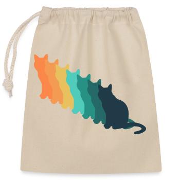 Retro-Katze - Verschließbarer Geschenkbeutel aus Baumwolle (25x30cm) - Natur - Vorne