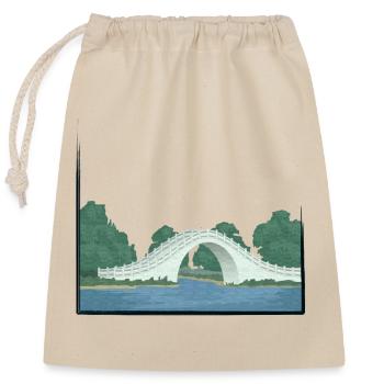 Chinese bridge - Closable cotton gift bag (25x30cm) - nature - Front