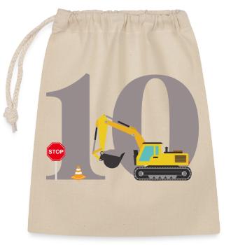 Bagger zum 10-jährigen Jubiläum - Verschließbarer Geschenkbeutel aus Baumwolle (25x30cm) - Natur - Vorne