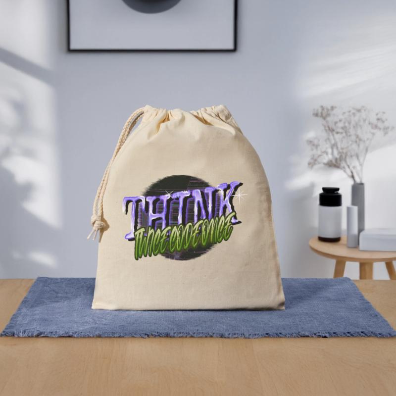 admin computer programming Closable cotton gift bag (25x30cm)