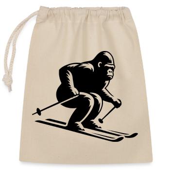 Singe Gorille Chimpanzé Ski Silhouette Design - Sac cadeau en coton avec cordon (25 x 30 cm) - nature - Devant