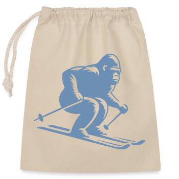 Singe Gorille Chimpanzé Ski Silhouette Design - Sac cadeau en coton avec cordon (25 x 30 cm) - nature - Devant