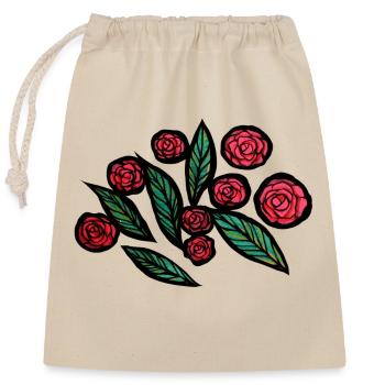 Roses - Sac cadeau en coton avec cordon (25 x 30 cm) - nature - Devant