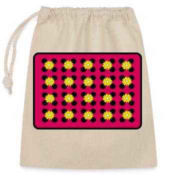 Flowers on dots - Verschließbarer Geschenkbeutel aus Baumwolle (25x30cm) - Natur - Vorne