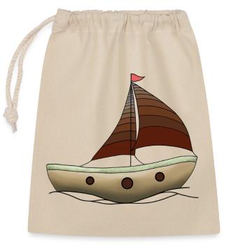 Bateau - Sac cadeau en coton avec cordon (25 x 30 cm) - nature - Devant