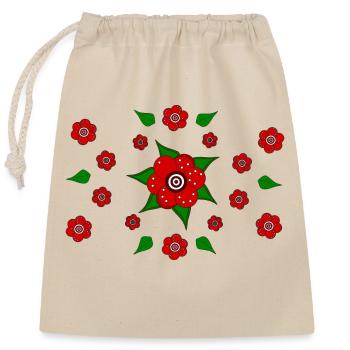 Floral pattern red - Closable cotton gift bag (25x30cm) - nature - Front
