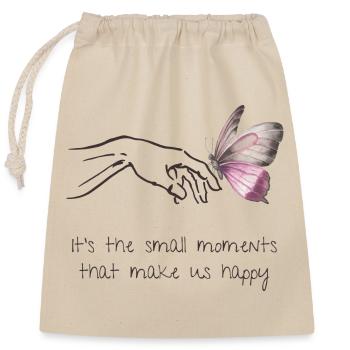 Small Moments - Happiness - Mindfulness - Self-Love - Closable cotton gift bag (25x30cm) - nature - Front