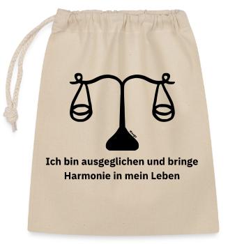 Sternzeichen Waage - Verschließbarer Geschenkbeutel aus Baumwolle (25x30cm) - Natur - Vorne
