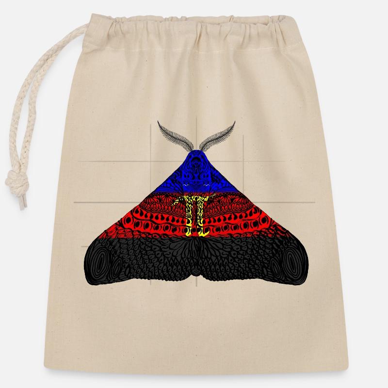 Polyamorous Pride Moth Motif A - Closable cotton gift bag (25x30cm) - nature