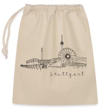 Stuttgart Skyline - Verschließbarer Geschenkbeutel aus Baumwolle (25x30cm) - Natur - Vorne